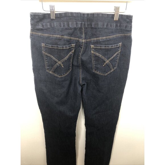R Jeans Reitmans 31 Woman Dark Wash Blue Jean Straight Leg Mid Rise Pull Up - Picture 4 of 6